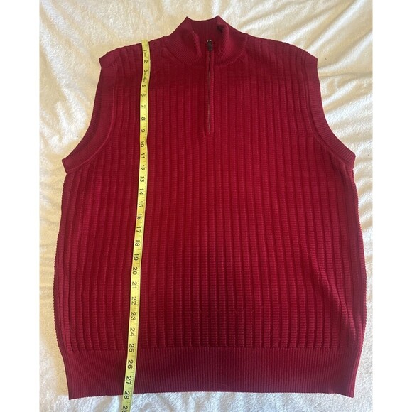 ROBERT TALBOTT Mens 1/4 Zip RED 100% Merino Wool Sweater Vest Italy Sz M - Picture 8 of 8